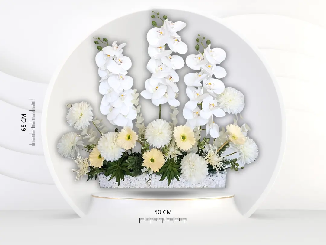 Pure beauty acrylic with white artificial flower